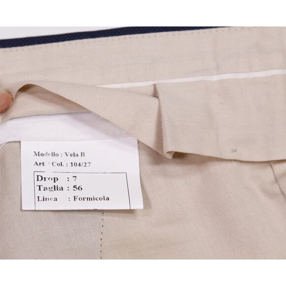 Errico Formicola Blue Birdseye Woven Flat Front Wool Dress Pants Trousers 37x30 - Picture 6 of 7
